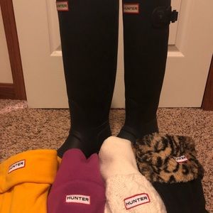 Hunter Boots with 4 pair of Socks